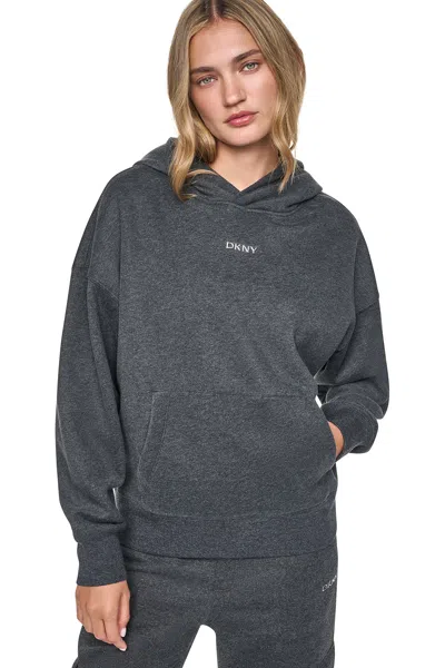 Dkny Women's Metallic Bubble Logo Hoodie In Animal Print