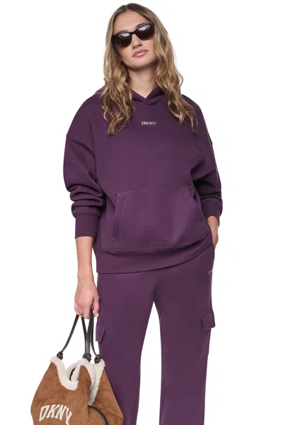 Dkny Women's Metallic Bubble Logo Hoodie In Animal Print