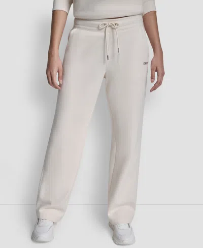 Dkny Women's Metallic Bubble Open Leg Pull-on Pants In White