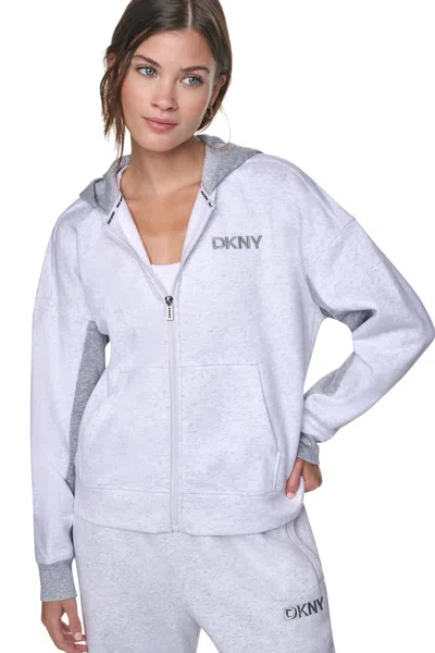 Dkny Women's Metallic Embroidery Logo Oversized Hoodie In Animal Print
