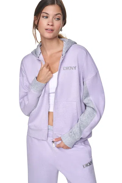Dkny Women's Metallic Embroidery Logo Oversized Hoodie In Multi