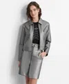 Dkny Faux Leather Moto Jacket In Gray