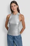Dkny Women's Metallic Rib-knit Tank In Metallic