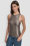 Dkny Women's Metallic Rib-knit Tank In Gray