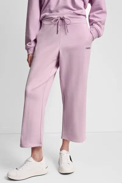 Dkny Women's Metalltic Bubble Logo Cropped High-rise Pants In Pink