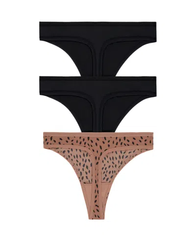 Dkny Women's Micro Thong Underwear 3 Pack In Multi