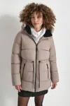 Dkny Women's Mid Length Lush Puffer Jacket In Brown