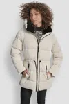 Dkny Women's Mid Length Lush Puffer Jacket In White
