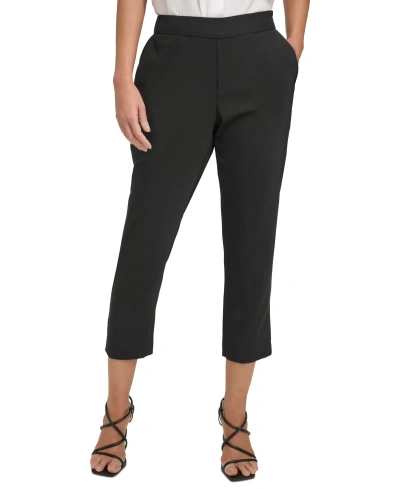 Dkny Women's Mid-rise Pull-on Cropped Pants In Black