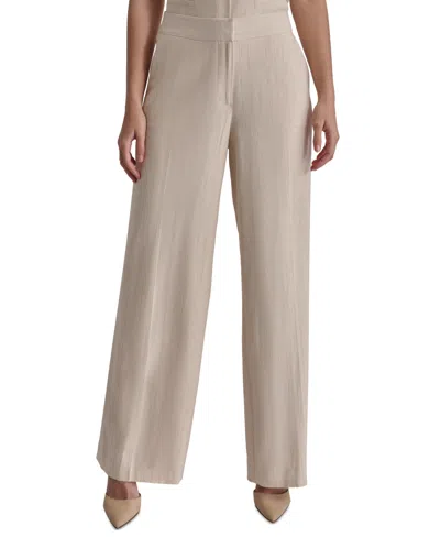 Dkny Women's Mid-rise Wide-leg Full-length Pants In Parchment