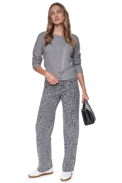 Dkny Women's Mid-rise Rhinestud Relaxed Straight Jean In Gray