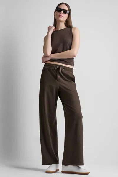 Dkny Women's Mid-rise Spacedye Wide Leg Pants In Brown