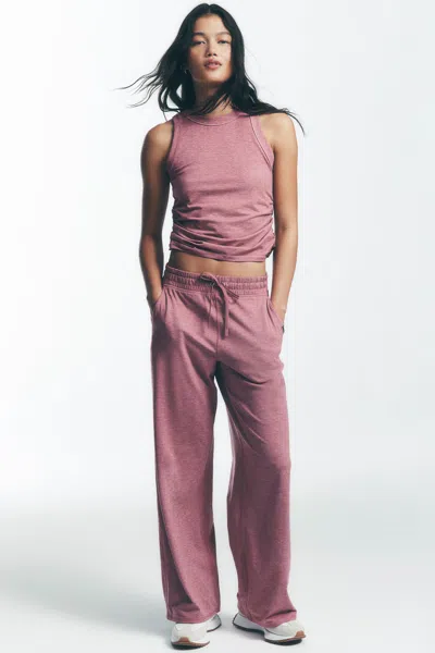 Dkny Women's Mid-rise Spacedye Wide Leg Pants In Pink