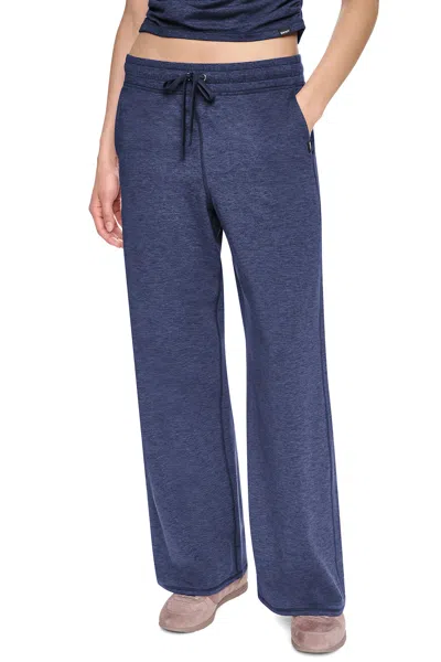 Dkny Women's Mid-rise Spacedye Wide-leg Pants In Peacoat Spacedye