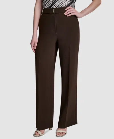 Dkny Women's Mid-rise Straight-fit Trouser Pants In Brown