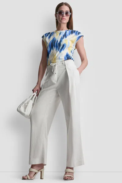 Dkny Women's Mid-rise Tie Waist Pleated Pants In Gray