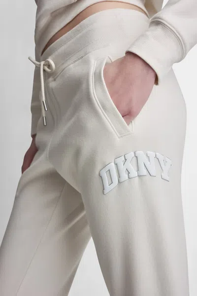 Dkny Women's Mid-rise Varsity Logo Jogger Pants In Neutral