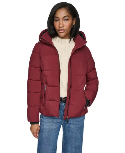 Dkny Women's Midweight Everyday Hooded Puffer Coat In Brown