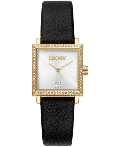 Dkny Women's Milanese Quartz Black Leather Strap Watch 24x31mm