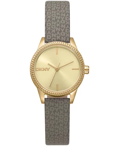 Dkny Women's Milanese Quartz Light Brown Polyurethane Strap Watch 26mm In Gold