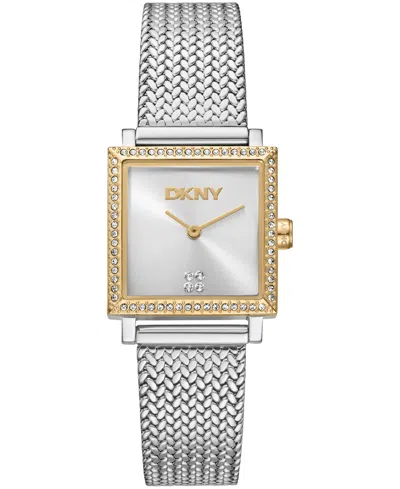 Dkny Women's Milanese Quartz Two-tone Stainless Steel Bracelet Watch 24x31mm In Metallic