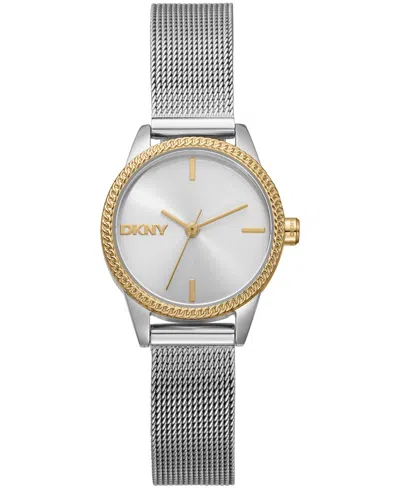 Dkny Women's Milanese Quartz Two-tone Stainless Steel Watch 26mm In Silver