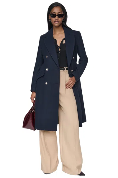 Dkny Women's Military Twill Wool Coat In Blue