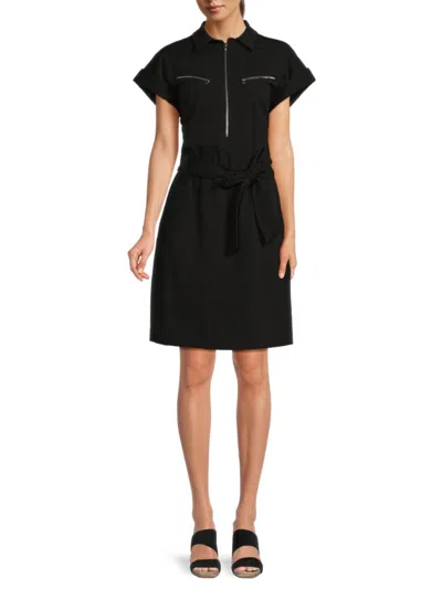Dkny Women's Mini A Line Shirt Dress In Black