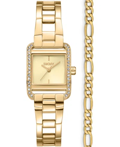 Dkny Women's Mini Quartz Gold-tone Stainless Steel Bracelet Watch 23mm And Gift Set