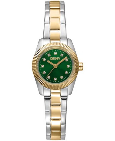 Dkny Women's Mini Quartz Two-tone Stainless Steel Bracelet Watch 23 Mm In Gold