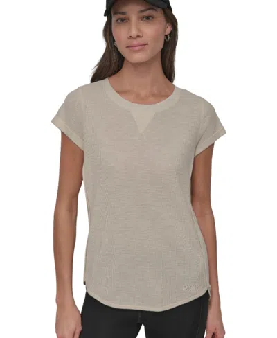 Dkny Women's Mini Slub Waffle Short Sleeve Top In Brown
