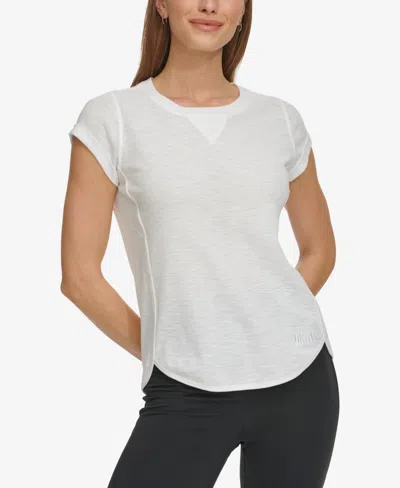 DKNY WOMEN'S MINI SLUB WAFFLE SHORT SLEEVE TOP