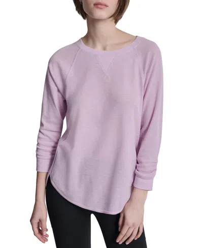 Dkny Women's Mini Slub Waffle Three Quarter Sleeve T-shirt In Purple