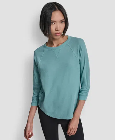 Dkny Women's Mini Slub Waffle Three Quarter Sleeve T-shirt In Green