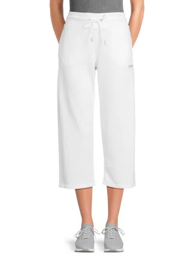 DKNY WOMEN'S MINI STUD LOGO CROPPED WIDE-LEG PANTS