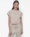 Dkny Women's Mini Stud Logo Short Sleeve Cropped Top In Neutral