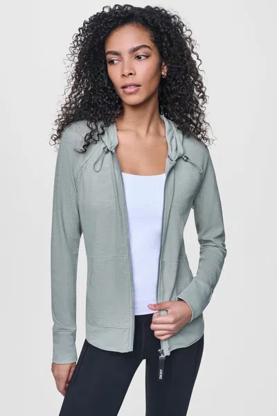 Dkny Women's Mini Waffle Full-zip Hoodie In Blue