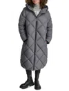 Dkny Women's Missy Diamond Quilted Longline Puffer Coat In Graphite
