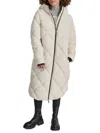 Dkny Women's Missy Diamond Quilted Longline Puffer Coat In Pearl