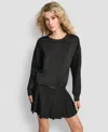 Dkny Mixed Media Bubble Sweatshirt In Black
