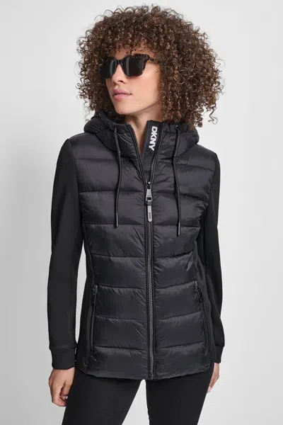 Dkny Women's Mix Media Jacket In Black