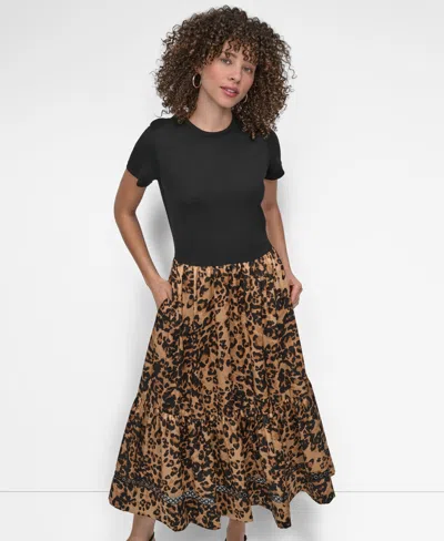 DKNY WOMEN'S MIXED MEDIA DRESS