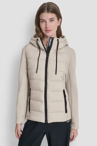 Dkny Women's Mixed Media Jacket In Neutral