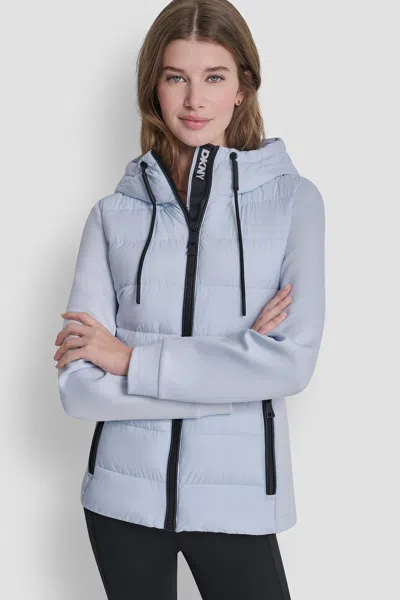 Dkny Women's Mixed Media Jacket In Blue