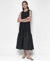 Dkny Women's Mixed-media Midi Dress In Blk,black