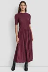 Dkny Women's Mixed Media Midi Tank Dress In Burgundy