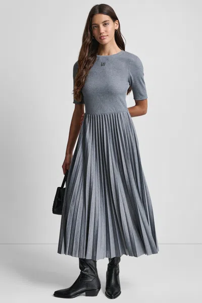 Dkny Women's Mixed Media Midi Tank Dress In Gray