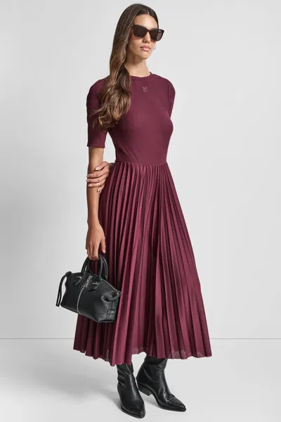 Dkny Women's Mixed Media Midi Tank Dress In Purple