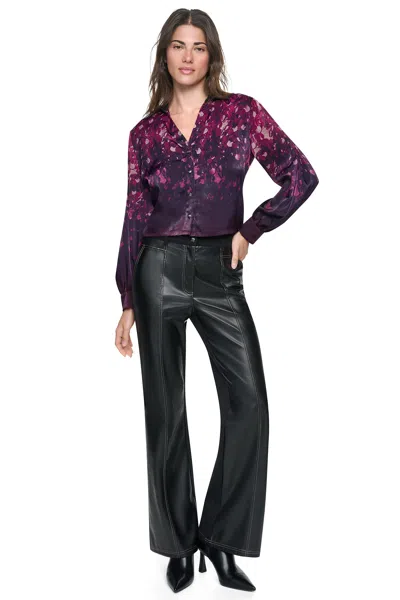 Dkny Faux Leather Straight Leg Pants In Black
