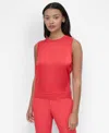 Dkny Women's Mixed-media Ribbed Sweater Vest In Watermelon Crush